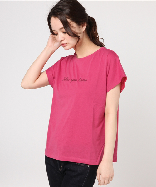 Honeys(ハニーズ)の「刺繍ロゴTシャツ(Tシャツ/カットソー・レディース・ブラック/ピンク/ラベンダー/オフホワイト/杢グレー・M/L)」の5枚目の写真