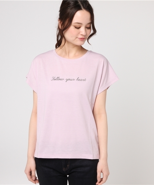 Honeys(ハニーズ)の「刺繍ロゴTシャツ(Tシャツ/カットソー・レディース・ブラック/ピンク/ラベンダー/オフホワイト/杢グレー・M/L)」の6枚目の写真