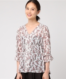 花シフォンサイドリボンブラウス