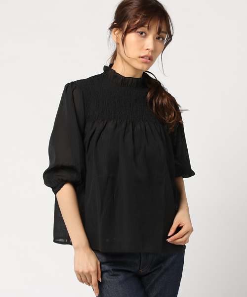 earth music&ecology（アースミュージックアンドエコロジー）の「シャーリングプルオーバー（シャツ/ブラウス・レディース・キャメル/ブラック/アイボリー/ピンク・FREE）」の14枚目の写真