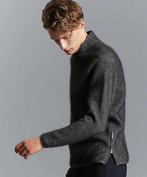 ABAHOUSE（アバハウス）の「ウールラクーンリブ編みタートルネック（ニット/セーター・メンズ・カーキ/チャコールグレー/ブルー/ベージュ・46/44/48）」の2枚目の写真