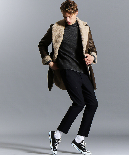 ABAHOUSE（アバハウス）の「ウールラクーンリブ編みタートルネック（ニット/セーター・メンズ・カーキ/チャコールグレー/ブルー/ベージュ・46/44/48）」の19枚目の写真