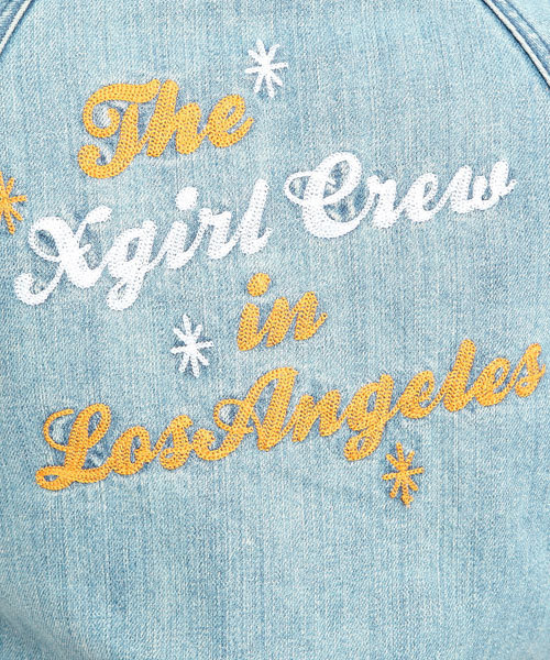 X-girl（エックスガール）の「X-girl CREW DENIM HOODIE JACKET（デニムジャケット・レディース・インディゴブルー/ライトインディゴブルー・1/2）」の8枚目の写真