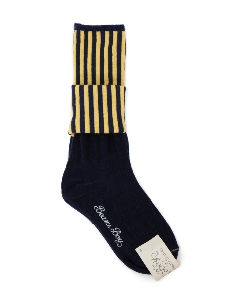 BEAMS BOY（ビームスボーイ）の「BEAMS BOY / 折り返し ストライプソックス（ソックス/靴下・レディース・ナチュラル/ベージュ/ネイビー・ONE SIZE）」の15枚目の写真