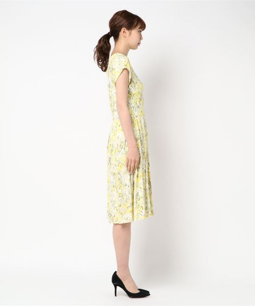 three dots(スリードッツ)の「パステルプリント ドレス(ワンピース・レディース・レモンイエロー・SMALL/X-SMALL/MEDIUM)」の3枚目の写真