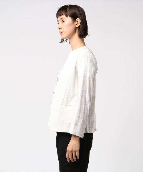 RIVE DROITE(リヴドロワ)の「コードストライプジャケット(テーラードジャケット・レディース・オフホワイト/ネイビー・FREE)」の4枚目の写真