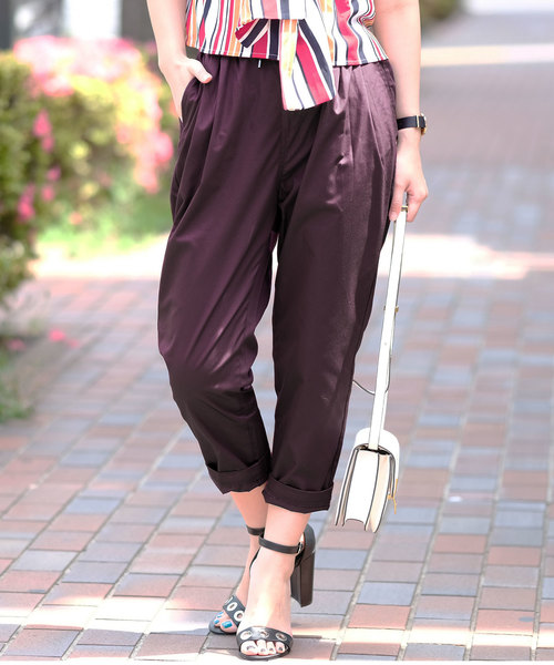 Andj アンドジェイ の ウエストゴム紐タックチノテーパードパンツ チノパンツ Wear