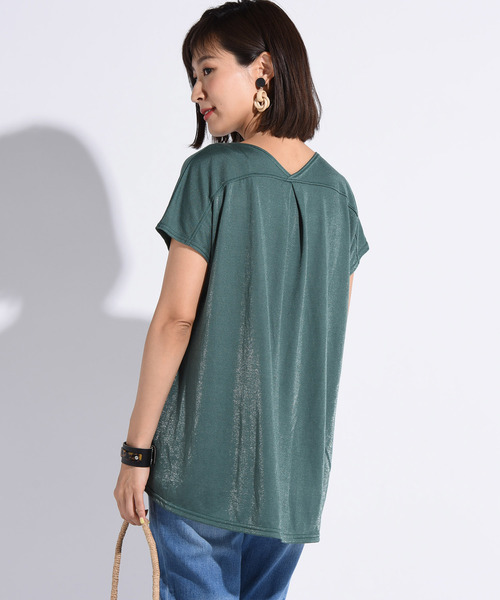 Willful by lipstar（ウィルフル バイ リップスター）の「【Willful by lipstar】ラメ天竺タックカットソー（Tシャツ/カットソー・レディース・ブラック/グレー/オフホワイト/グリーン・M）」の11枚目の写真