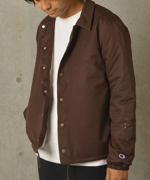 Champion（チャンピオン）の「Champion×SHIPS JET BLUE: 別注 スリーブロゴプリント コーチジャケット◇（ブルゾン・メンズ・ブラック/ブラウン/ネイビー・SMALL/MEDIUM/LARGE）」の5枚目の写真