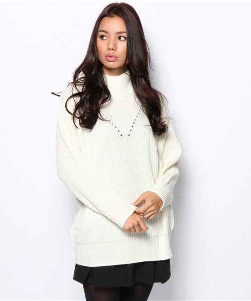 ROSE BUD（ローズバッド）の「【カタログ掲載】LK-132109 TURTLE/N L/S TUNIC（ニット/セーター・レディース・アイボリー/キャメル/ネイビー・ONE SIZE）」の2枚目の写真