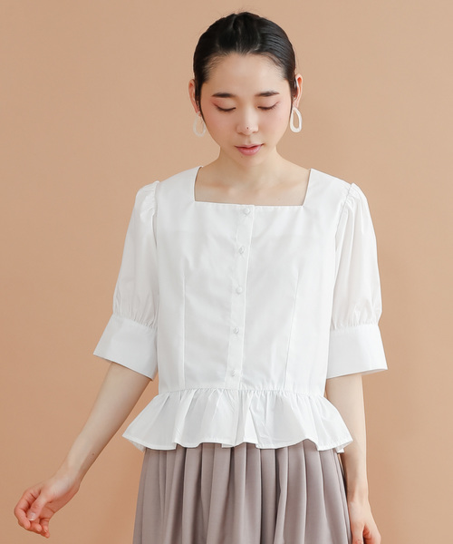 MKMK puffsquare blouse White /  モクモクパフスクエアブラウス ホワイト