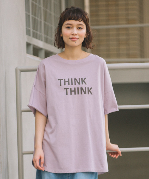 Munich（ミューニック）の「ロゴプリント ビッグシルエット Tシャツ（Tシャツ/カットソー・レディース・ホワイト/ベージュ/カーキ/ラベンダー/ピンク・FREE）」の4枚目の写真