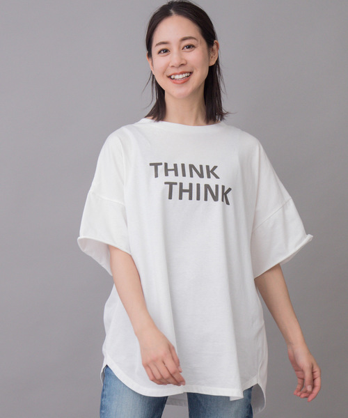 Munich（ミューニック）の「ロゴプリント ビッグシルエット Tシャツ（Tシャツ/カットソー・レディース・ホワイト/ベージュ/カーキ/ラベンダー/ピンク・FREE）」の2枚目の写真