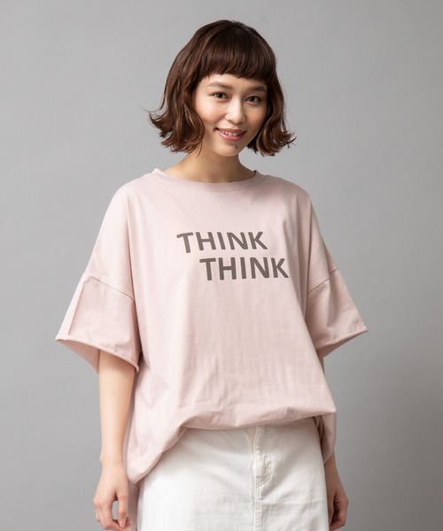 Munich（ミューニック）の「ロゴプリント ビッグシルエット Tシャツ（Tシャツ/カットソー・レディース・ホワイト/ベージュ/カーキ/ラベンダー/ピンク・FREE）」の5枚目の写真