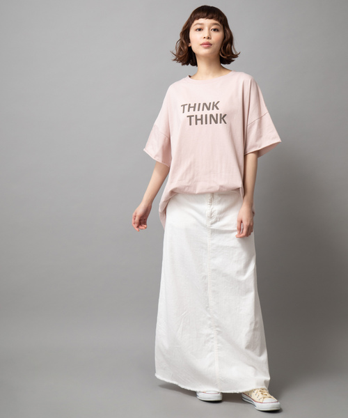 Munich（ミューニック）の「ロゴプリント ビッグシルエット Tシャツ（Tシャツ/カットソー・レディース・ホワイト/ベージュ/カーキ/ラベンダー/ピンク・FREE）」の6枚目の写真