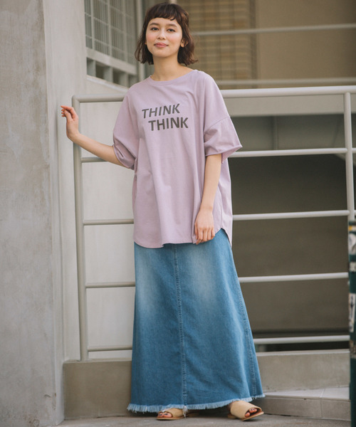 Munich（ミューニック）の「ロゴプリント ビッグシルエット Tシャツ（Tシャツ/カットソー・レディース・ホワイト/ベージュ/カーキ/ラベンダー/ピンク・FREE）」の22枚目の写真