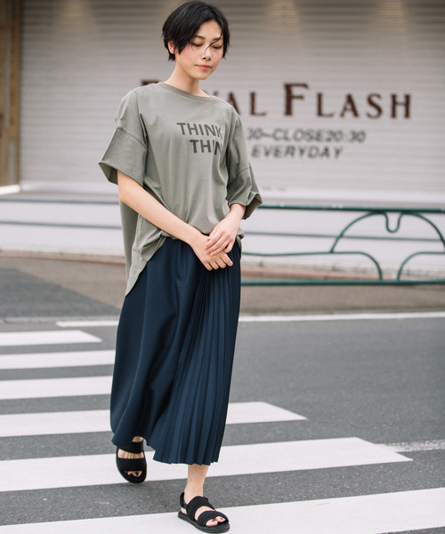 Munich（ミューニック）の「ロゴプリント ビッグシルエット Tシャツ（Tシャツ/カットソー・レディース・ホワイト/ベージュ/カーキ/ラベンダー/ピンク・FREE）」の14枚目の写真
