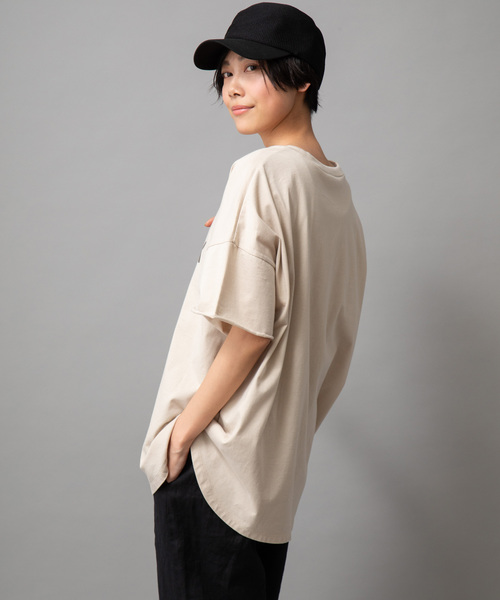 Munich（ミューニック）の「ロゴプリント ビッグシルエット Tシャツ（Tシャツ/カットソー・レディース・ホワイト/ベージュ/カーキ/ラベンダー/ピンク・FREE）」の17枚目の写真