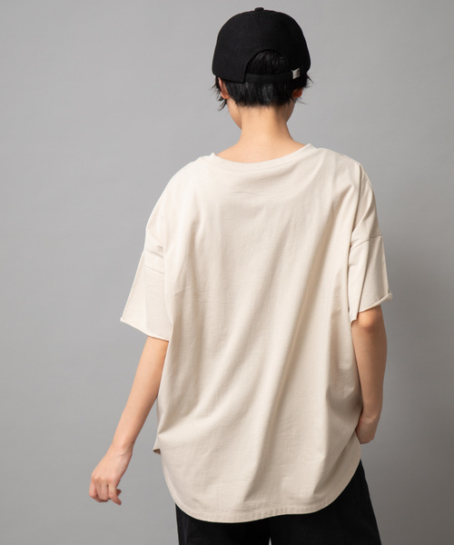 Munich（ミューニック）の「ロゴプリント ビッグシルエット Tシャツ（Tシャツ/カットソー・レディース・ホワイト/ベージュ/カーキ/ラベンダー/ピンク・FREE）」の7枚目の写真