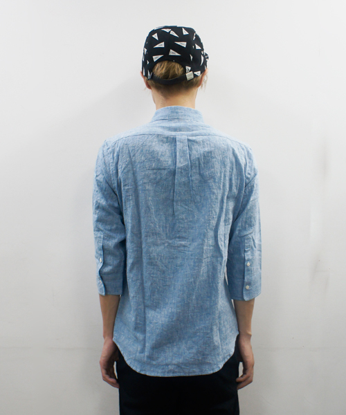 CIAOPANIC(チャオパニック)の「【Ciaopanic】リネン混シャツ7分袖(シャツ/ブラウス・メンズ・ネイビー/マスタード/ホワイト/ブラック/ダークグリーン/ライトグリーン/ブルー/サックスブルー/コバルトブルー/ライトイエロー・MEDIUM/SMALL/LARGE)」の17枚目の写真