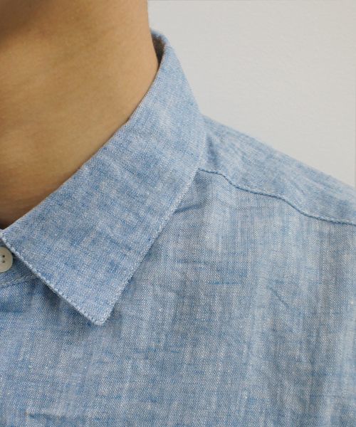 CIAOPANIC(チャオパニック)の「【Ciaopanic】リネン混シャツ7分袖(シャツ/ブラウス・メンズ・ネイビー/マスタード/ホワイト/ブラック/ダークグリーン/ライトグリーン/ブルー/サックスブルー/コバルトブルー/ライトイエロー・MEDIUM/SMALL/LARGE)」の16枚目の写真