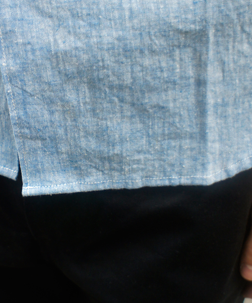 CIAOPANIC(チャオパニック)の「【Ciaopanic】リネン混シャツ7分袖(シャツ/ブラウス・メンズ・ネイビー/マスタード/ホワイト/ブラック/ダークグリーン/ライトグリーン/ブルー/サックスブルー/コバルトブルー/ライトイエロー・MEDIUM/SMALL/LARGE)」の15枚目の写真