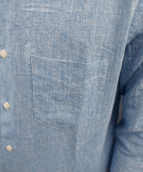 CIAOPANIC(チャオパニック)の「【Ciaopanic】リネン混シャツ7分袖(シャツ/ブラウス・メンズ・ネイビー/マスタード/ホワイト/ブラック/ダークグリーン/ライトグリーン/ブルー/サックスブルー/コバルトブルー/ライトイエロー・MEDIUM/SMALL/LARGE)」の14枚目の写真