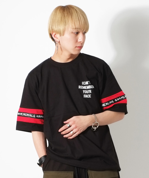 ATTI(アッティ)の「袖テープ叩き付け半袖Tシャツ/カットソー(Tシャツ/カットソー・メンズ・ブラック/オレンジ/ホワイト・FREE)」の13枚目の写真