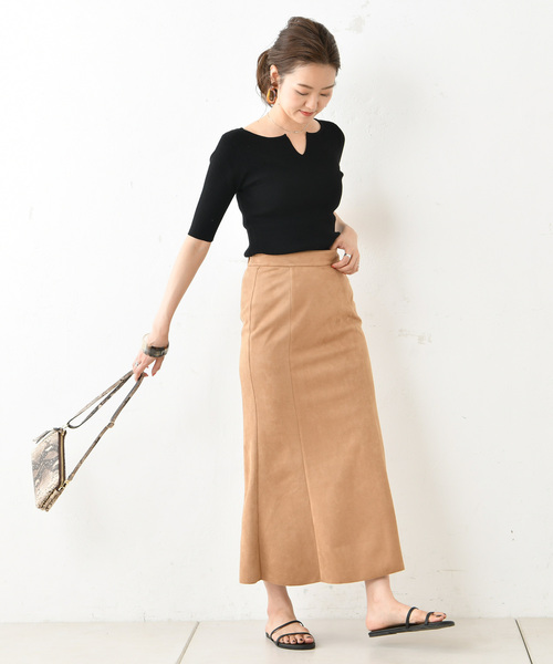 DouDou(ドゥドゥ)の「5分袖2WAYプルオーバー(ニット/セーター・レディース・オフホワイト/ブラック/ダークブラウン/グレイッシュベージュ・FREE)」の6枚目の写真