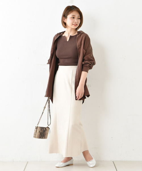 DouDou(ドゥドゥ)の「5分袖2WAYプルオーバー(ニット/セーター・レディース・オフホワイト/ブラック/ダークブラウン/グレイッシュベージュ・FREE)」の8枚目の写真