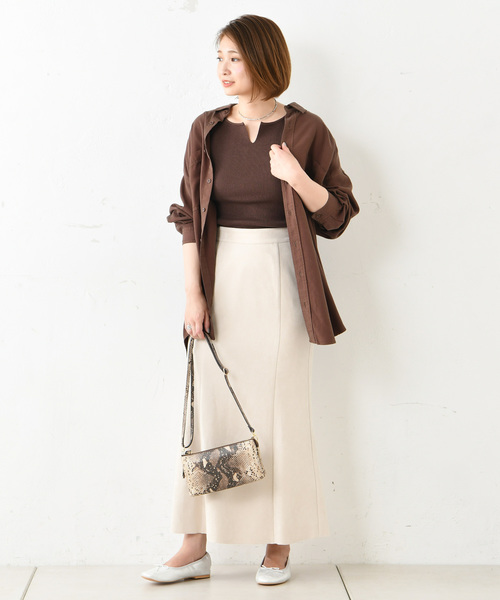 DouDou(ドゥドゥ)の「5分袖2WAYプルオーバー(ニット/セーター・レディース・オフホワイト/ブラック/ダークブラウン/グレイッシュベージュ・FREE)」の9枚目の写真