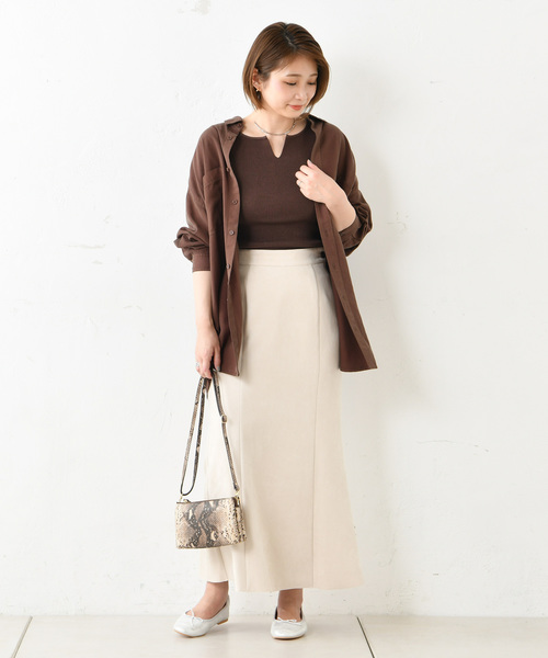 DouDou(ドゥドゥ)の「5分袖2WAYプルオーバー(ニット/セーター・レディース・オフホワイト/ブラック/ダークブラウン/グレイッシュベージュ・FREE)」の10枚目の写真