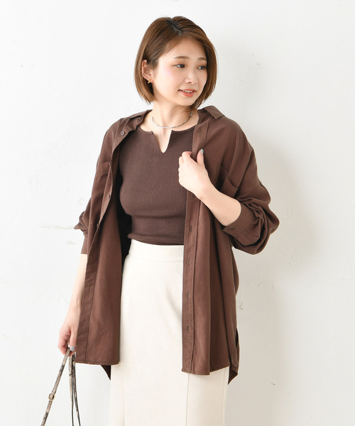 DouDou(ドゥドゥ)の「5分袖2WAYプルオーバー(ニット/セーター・レディース・オフホワイト/ブラック/ダークブラウン/グレイッシュベージュ・FREE)」の11枚目の写真