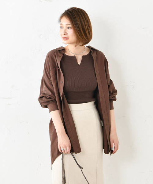 DouDou(ドゥドゥ)の「5分袖2WAYプルオーバー(ニット/セーター・レディース・オフホワイト/ブラック/ダークブラウン/グレイッシュベージュ・FREE)」の13枚目の写真