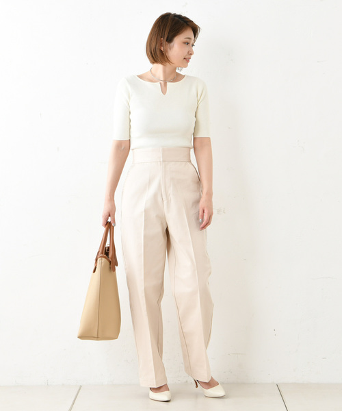 DouDou(ドゥドゥ)の「5分袖2WAYプルオーバー(ニット/セーター・レディース・オフホワイト/ブラック/ダークブラウン/グレイッシュベージュ・FREE)」の19枚目の写真