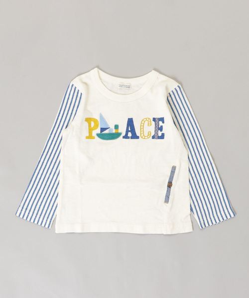 RAGMART(ラグマート)の「袖切り替えTシャツ(Tシャツ/カットソー・キッズ・ネイビー/グレー/アイボリー・110cm/100cm/120cm/130cm)」の5枚目の写真