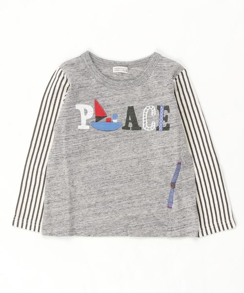 RAGMART(ラグマート)の「袖切り替えTシャツ(Tシャツ/カットソー・キッズ・ネイビー/グレー/アイボリー・110cm/100cm/120cm/130cm)」の6枚目の写真