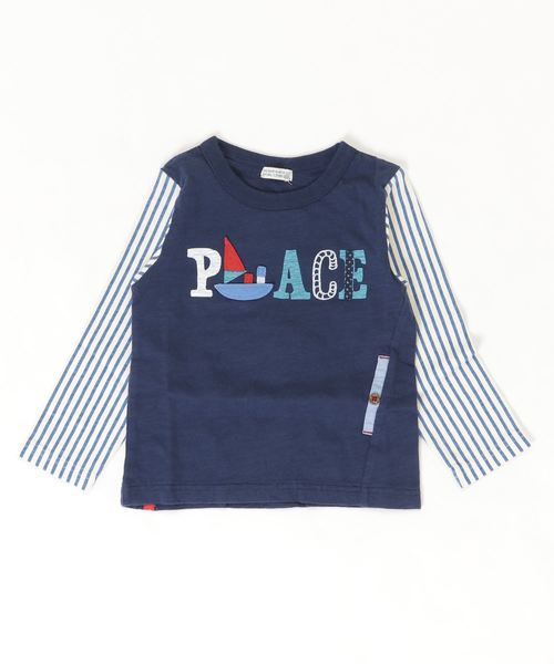 RAGMART(ラグマート)の「袖切り替えTシャツ(Tシャツ/カットソー・キッズ・ネイビー/グレー/アイボリー・110cm/100cm/120cm/130cm)」の7枚目の写真