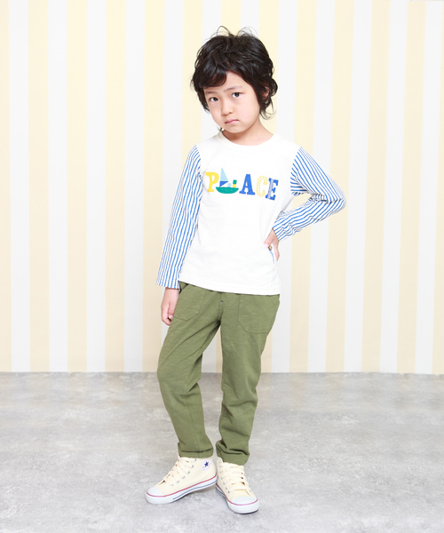 RAGMART(ラグマート)の「袖切り替えTシャツ(Tシャツ/カットソー・キッズ・ネイビー/グレー/アイボリー・110cm/100cm/120cm/130cm)」の8枚目の写真