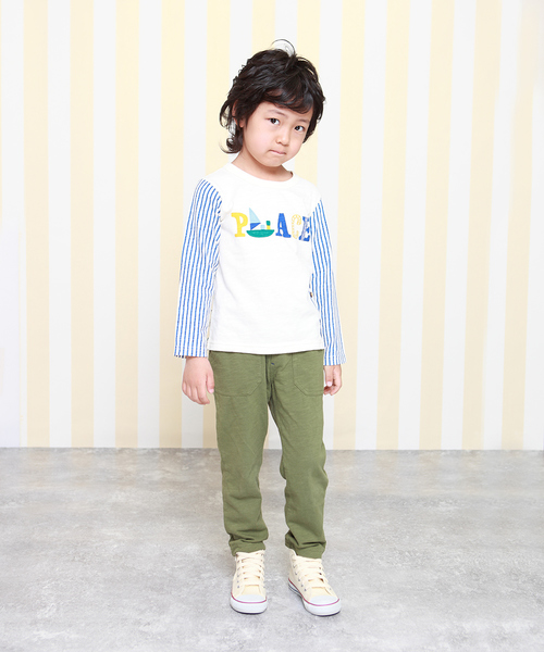 RAGMART(ラグマート)の「袖切り替えTシャツ(Tシャツ/カットソー・キッズ・ネイビー/グレー/アイボリー・110cm/100cm/120cm/130cm)」の9枚目の写真