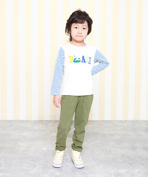 RAGMART(ラグマート)の「袖切り替えTシャツ(Tシャツ/カットソー・キッズ・ネイビー/グレー/アイボリー・110cm/100cm/120cm/130cm)」の10枚目の写真