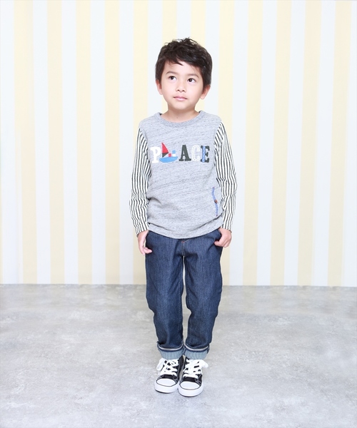RAGMART(ラグマート)の「袖切り替えTシャツ(Tシャツ/カットソー・キッズ・ネイビー/グレー/アイボリー・110cm/100cm/120cm/130cm)」の12枚目の写真