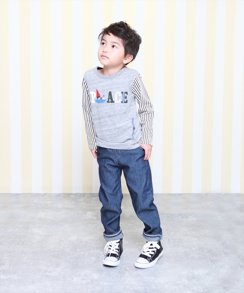 RAGMART(ラグマート)の「袖切り替えTシャツ(Tシャツ/カットソー・キッズ・ネイビー/グレー/アイボリー・110cm/100cm/120cm/130cm)」の13枚目の写真