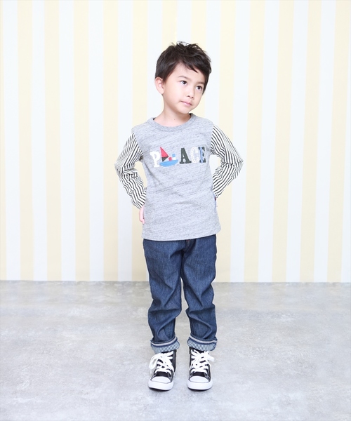 RAGMART(ラグマート)の「袖切り替えTシャツ(Tシャツ/カットソー・キッズ・ネイビー/グレー/アイボリー・110cm/100cm/120cm/130cm)」の14枚目の写真
