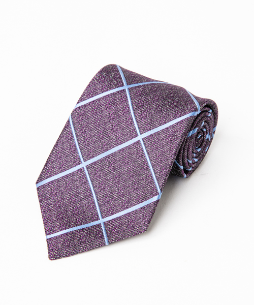 RECENCY OF MINE（リーセンシー オブ マイン）の「【Recency of Mine】英国ペーンチェックネクタイ（ネクタイ・メンズ・パープル/チャコールグレー・フリー）」の2枚目の写真