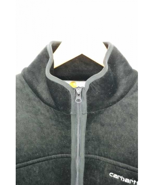 80-90s Carhartt ベロアジャケット 刺繍 ボアフリース USA 古着 80s USA製 Carhartt 裏地 フリース 光沢 ベロア ジップ パーカー