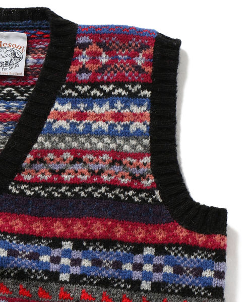 ships別注ニットベスト ジャミーソンズ Jamieson's of Shetland