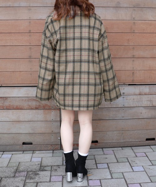 PairPair（ペアペア）の「チェック柄ダブルジャケット（テーラードジャケット・レディース・ベージュ/ブラウン系その他・FREE）」の7枚目の写真