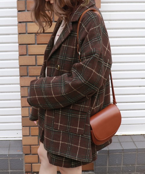 PairPair（ペアペア）の「チェック柄ダブルジャケット（テーラードジャケット・レディース・ベージュ/ブラウン系その他・FREE）」の9枚目の写真