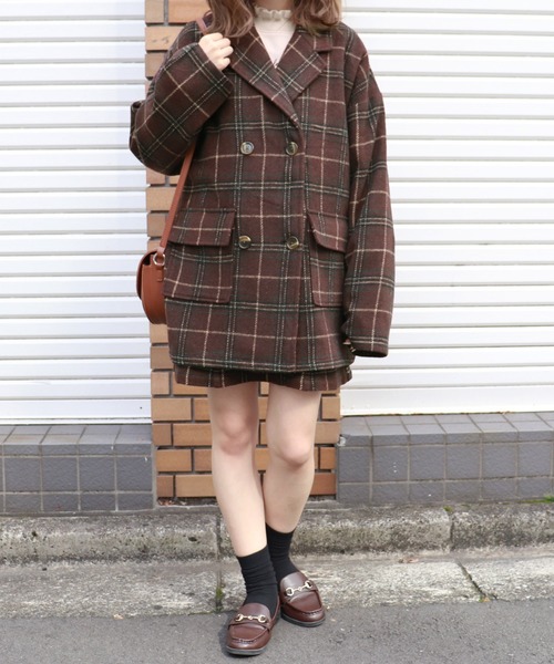 PairPair（ペアペア）の「チェック柄ダブルジャケット（テーラードジャケット・レディース・ベージュ/ブラウン系その他・FREE）」の11枚目の写真